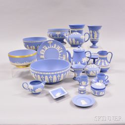 Twenty-two Modern Wedgwood Light Blue Jasper Items.